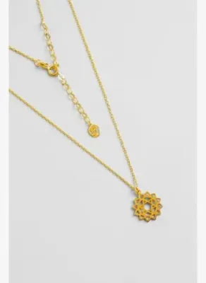 So Chic Kalp Çakra 18 Ayar Sarı Altın Kaplama 46 Cm Gümüş Kolye