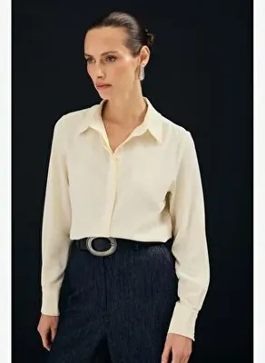 Sateen Klasik Düz Gömlek - Sarı