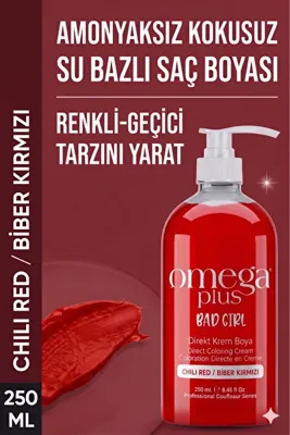 Omega Plus Bad Girl Biber Kırmızısı Geçici-renkli Amonyaksız Saç Boyası 250 ml