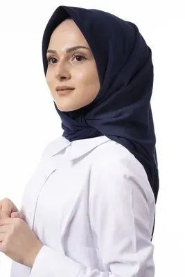 Genel Markalar Ithal Kore Lüks Lacivert Medine Ipeği Eşarp Kadın