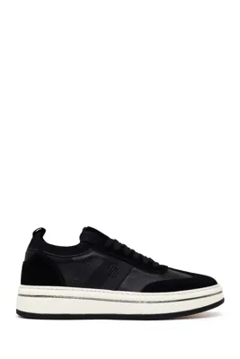 Derimod Erkek Siyah Bağcıklı Kalın Tabanlı Deri Sneaker