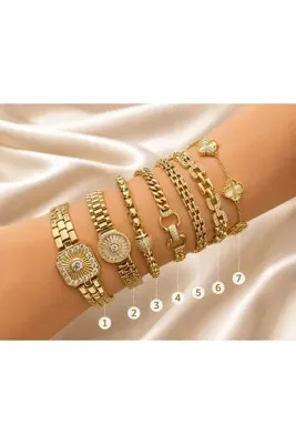 Çelik 14K Renk Bileklik 17+3 cm Ayarlanabilir Gold Bileklik Kadın Şık Zarif Takı – 1 Adet