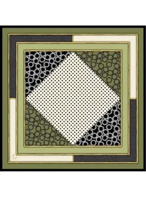 19v69 ITALIA Geometrik Desen Gold Seri Twill Eşarp Askısı ile Birlikte 90x90 cm Siyah Yeşil