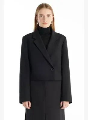 Ted Baker SİYAH YÜNLÜ OVERSİZE KISA BLAZER