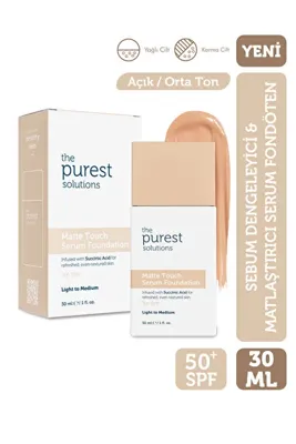 The Purest Solutions Sebum Dengeleyici & Matlaştırıcı Serum Fondöten SPF 50+, 30 ml – Açık / Orta Ton