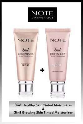 Note Cosmetics NOTE 3 In 1 Tinted Ton Eşitleyici 50 SPF Krem & First Class Hacim ve Uzatma Etkili Maskara Makyaj Seti
