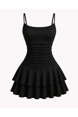 Bracha Askılı Model Drapeli Basic Mini Elbise