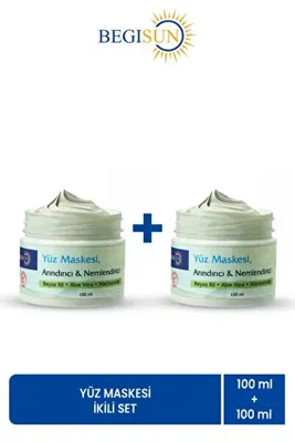 Begisun Yüz Maskesi İkili Set 2x100 ml | Beyaz Kil, Aloe Vera ve Niasinamid İçerikli