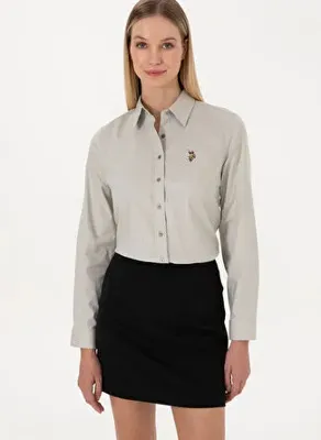 U.S. Polo Assn. Yeşil Kadın Slim Fit Gömlek CRISCOLOR025K