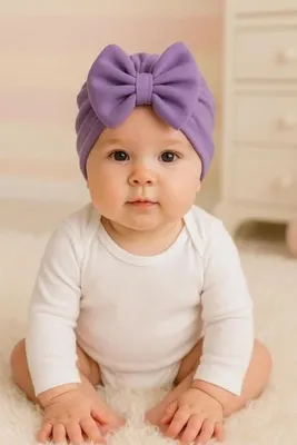 BYS BABY FASHION Yenidoğan Kız Bebek / Kız Çocuk Fiyonklu Çift Kat Bone 0-12 Ay Arası Kullanıma Uygundur