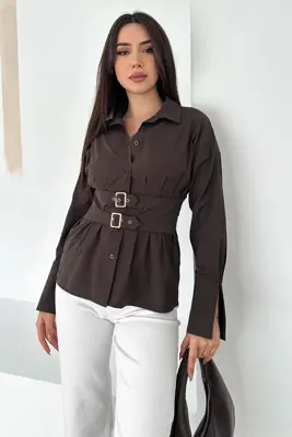 Noa&Noa Kadın Kemer Detaylı Tokalı Gömlek – Brown Frame