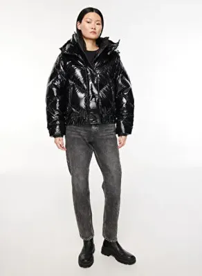 Karl Lagerfeld Kapüşonlu Siyah Kadın Mont 235W1504