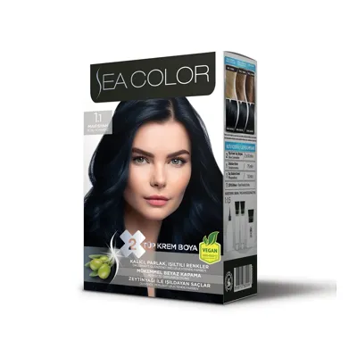 SEA COLOR Set Saç Boyası 1.1 Mavi Siyah
