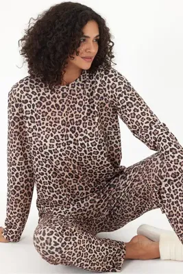 Ceylen Kadın Uzun Kollu Baskılı Pijama Takımı