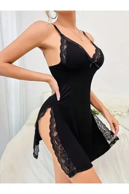 NUİTAMORE Likralı Dantelli Askılı Mini Gecelik – 5 Renk Seçeneği –