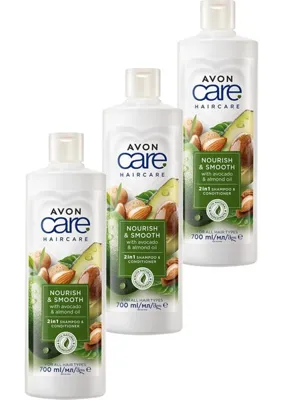 Avon Care Avakado ve Badem Yağı Içeren Şampuan ve Saç Bakım Kremi 700 ml Üçlü Set