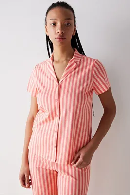 Penti Base Rosy Stripes Gül Rengi Gömlek Pantolon Pijama Takımı