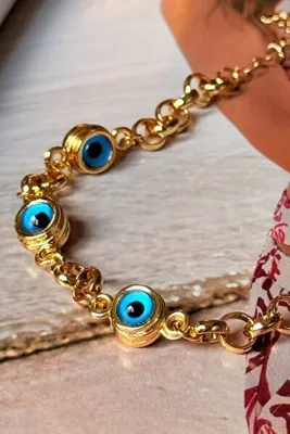 Trendy Butik Birbirine Geçmeli Zincir Nostalji Nazar Bileklik
