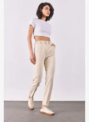 Vena Kadın Norah Off White Beli Lastikli Jean Pantolon Lyocell (Tencel™) - Off White