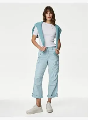 Marks & Spencer Lyocell™ Straight Leg Crop Kargo Pantolon