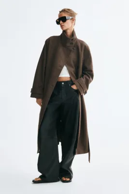 H&M Kuşaklı ve Boru Yakalı Kaban