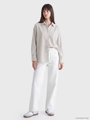 XSIDE Çizgili Oxford Oversize Kadın Gömlek