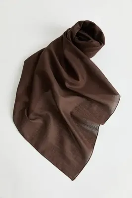 Nihan Keten Efektli Natural Lyocell Eşarp Koyu Kahve
