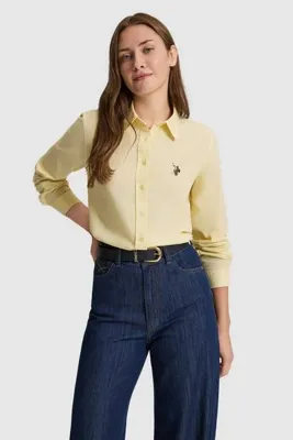 U.S. Polo Assn. Kadın Açık Sarı Uzun Kollu Basic Gömlek 50320204-VR004