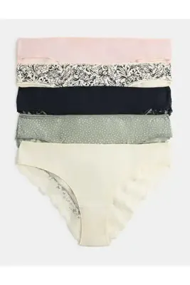 Marks & Spencer 5pp Cot Lace Braz