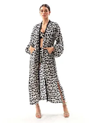Movom Beyaz Kadın Geniş Dökümlü Desenli Kimono MVMRWKM16