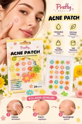 Pretty Beauty Çiçek Desenli Bandı Akne Patch Hidrokolloid Yüz Bandı