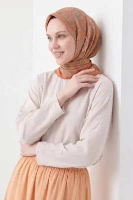 Silk Home Soft Eşarp Geometrik Koyu Turuncu