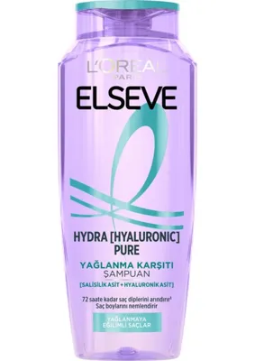 L'Oréal Paris Elseve Hydra [Hyaluronic] Pure Salisilik Asit İçeren Yağlanma Karşıtı Arındırıcı Şampuan 300 Ml 5 ADET