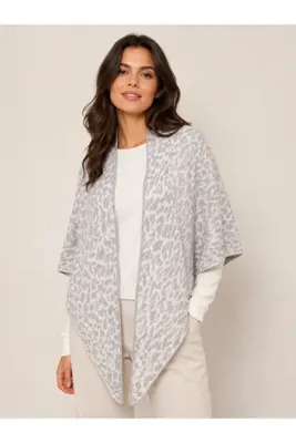 Sebir Moda Leopar Desenli Triko Üçgen Şal