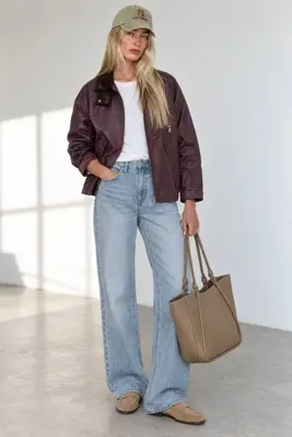 Sue Store Bordo Kadife Yaka Ekose Astarlı Oversize Yağlı Ceket