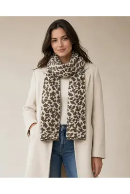 Sebir Moda Leopar Desenli Triko Atkı