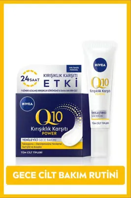 NIVEA Nivea Kırışıklık Karşıtı Cilt Bakım Seti, SPF30 Q10 Power Gündüz Kremi 50ml ve Yenileyici Gece Kremi 50ml, Nemlendirici