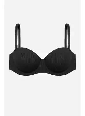 InStyle Lotus Lazer Dikişsiz Balensiz Push Up Sütyen - Siyah - 2818